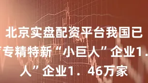 北京实盘配资平台我国已累计培育专精特新“小巨人”企业1．46万家